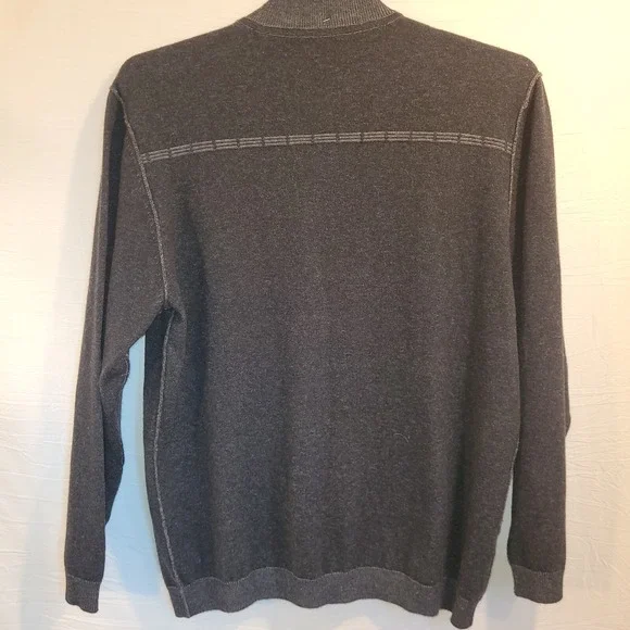 Tommy Bahama Sweater Medium Wool Cashmere 1/4 Zip Charcoal Gray Men's Mock Neck - Picture 11 of 12